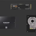 Samsung 990 PRO NVMe SSD SATA SSD and HDD Computer Storage Devices 3d model