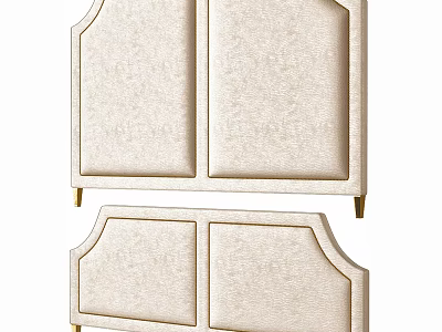 Modern Beige Upholstered Headboards With Golden Frames And Gold Legs 3d model