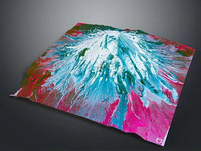 Vibrant Colorful Landscape With White Peak And Flowing Blue Pink Gradient Terrain 3d model