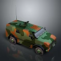 Camouflage Military Vehicle With Roof Antenna Turret And Tactical Design