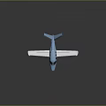 Blue Small Jet Airplane With Cockpit Windows Landing Gear And Reflective Surface