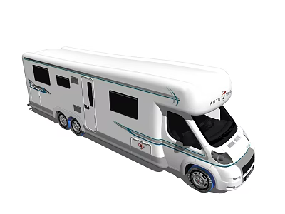 White Modern RV With Blue Decorative Stripes Windows And Door Design 3d model