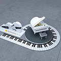 Music Themed Photo Check in Spot With White Piano Cello And Keyboard Platform Design