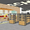Modern Bookstore Interior With Shelves Full Of Books Display Counter And Pink Chair