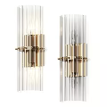 Modern Wall Lamp with Transparent Striped Glass and Gold Metal Frame