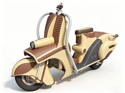 Vintage Motorcycle with Beige and Brown Color Scheme Streamlined Body Classic Seat and Handlebars 3d model
