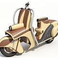 Vintage Motorcycle with Beige and Brown Color Scheme Streamlined Body Classic Seat and Handlebars