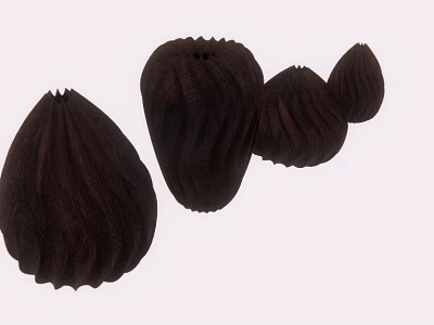 Dark Wood Textured Decorative Ornament Set With Various Shapes For Home Decor 3d model