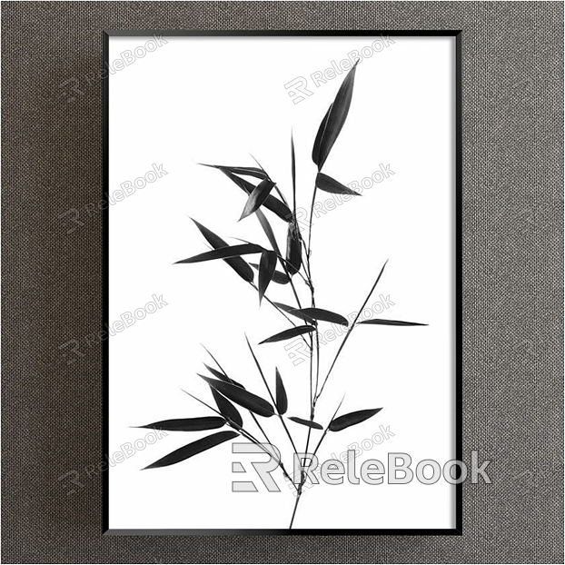 Modern Plant Painting Grey Children's Room Plant Flower Bamboo Decorative Painting model