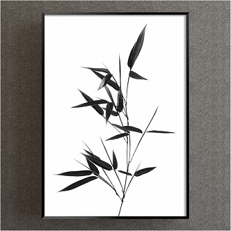 Modern Plant Painting Grey Children's Room Plant Flower Bamboo Decorative Painting 3d model