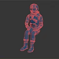 Blue Astronaut Figure In Sitting Pose With Helmet And Gear Details