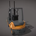 CAT Orange And Gray Forklift With Pallet Fork And Cab Design 3d model