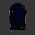 Modern Navy Blue Single Seater Sofa With Silver Metal Trim And Elegant Upholstered Design