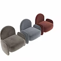 Single Sofa Velvet Upholstered Beige Modern Rounded Armrests Curved Backrest With Multiple Color Options