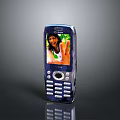 Old Blue Mobile Phone With Keypad And Screen Displaying Person