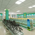 Spacious Medical Specialty Store With Wheelchairs Shelves And Product Displays