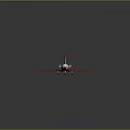White Airplane Model With Red Wings Tail Black Nose And Windows On Gray Gradient Background