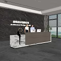 Modern company front desk background wall reception area bar desk reception desk hall simple lobby 3d model