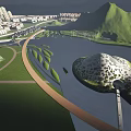 Modern Museum Building With Circular Design Green Roof Surrounded By Mountains And Water
