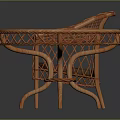 Wicker Armchair And Round Table With Wooden Top For Home Furniture Design