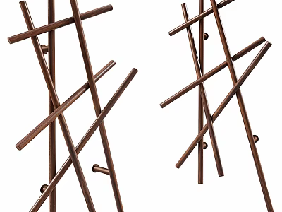 Two Brown Metal Decorative Structures With Crossed Bars And Small Round Connectors 3d model