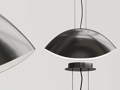 Modern Sleek Metal Pendant Light With Hemispherical Shade For Home Interior Lighting 3d model