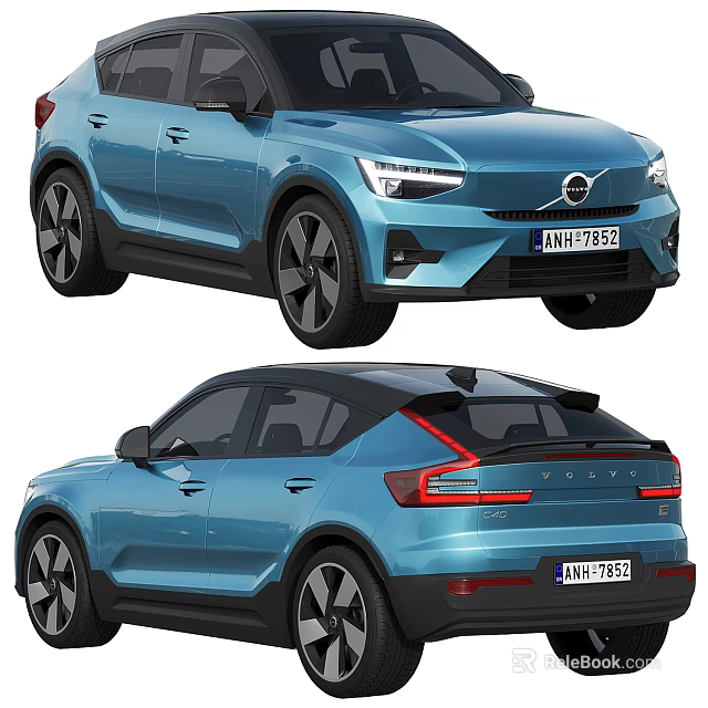 Blue Volvo SUV Front And Rear Displays 3d model 