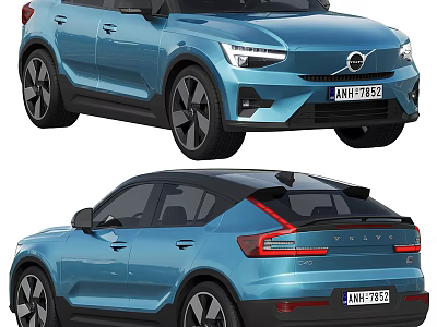 Blue Volvo SUV Front And Rear Displays 3d model