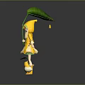 Girl Wearing Yellow Raincoat Holding Green Leaf Umbrella With Little Ducks And Small Leaf Decor