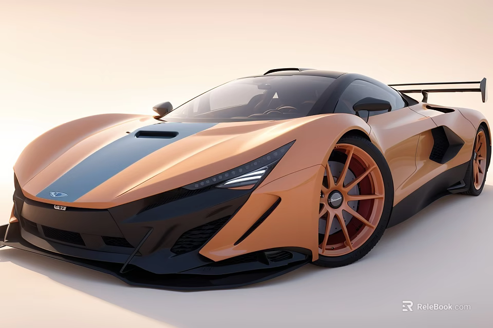 Orange and Black Sports Car with Sleek Body Orange Wheels Sporty Design Modern Look 3d model 