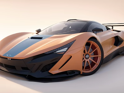 Orange and Black Sports Car with Sleek Body Orange Wheels Sporty Design Modern Look 3d model