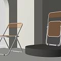 Modern Folding Leisure Chair With Metal Frame And Wooden Backrest In Interior Display Setting