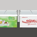 Double Commercial Display Freezers With Green Ice Cream Ads And Red Brand Logos