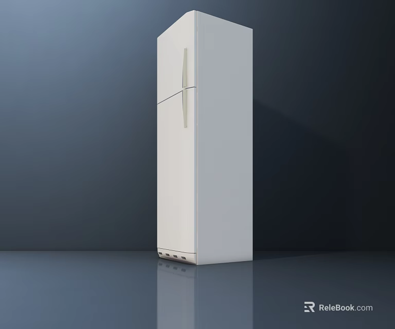 White Modern Upright Refrigerator Freezer With Sleek Design For Kitchen Use 3d model