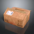 Brown Cardboard Box With Open Lid Label With Barcode And Recycling Symbols