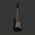 Musical Instrument Black Electric Guitar With Wooden Neck And Chrome Pickups And Control Knobs
