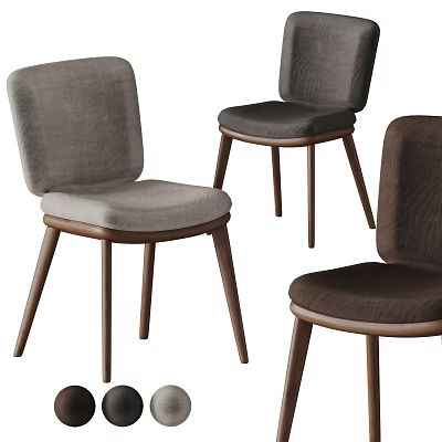 Modern Minimalist Dining Chairs With Upholstered Seats And Wooden Legs In Various Colors 3d model