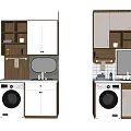 Modern Bathroom Cabinet Interior With Washing Machine Mirror Storage Shelves And Sink