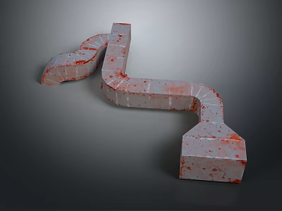 White Curved Structural Model With Red Spots And Angular Design Features 3d model
