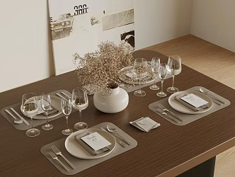 Modern Western-style Tableware Dinner Plate Knife and Fork Wine Glass 3d model