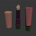Pink Lipstick With Black Tube And Matching Glossy Pink Cosmetic Cases Design