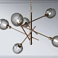 Elegant Modern Chandelier With Cross Metallic Frame And Transparent Glass Globes