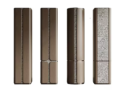 Decorative Metallic Columns With Vertical Stripes And Intricate Patterns For Modern Interior Design 3d model