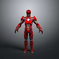 Red Sci Fi Warrior Character With Glowing Chest Core And Armored Suit 3d model