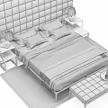 Modern Double Bed Design With Tufted Headboard Gray Bedding Nightstand And Bed Bench