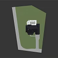 Single Family Residential House With Black Roof White Walls Porch Columns Garage And Green Lawn