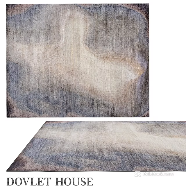 Square Area Rug With Abstract Neutral Gray Beige Textured Design 3d model 