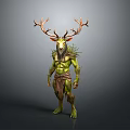 Mythical Deer Like Creature With Green Skin Large Antlers And Muscular Body