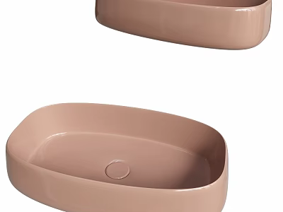 Modern Pink Oval Ceramic Washbasins With Smooth Curved Surface And Stylish Design 3d model
