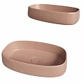 Modern Pink Oval Ceramic Washbasins With Smooth Curved Surface And Stylish Design